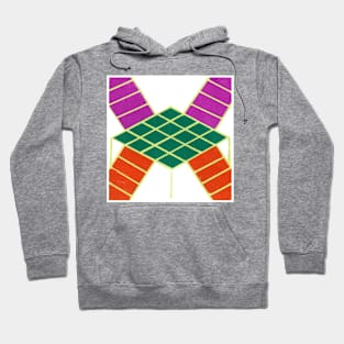 Inverted Purple Green Orange Geometric Abstract Acrylic Painting Hoodie